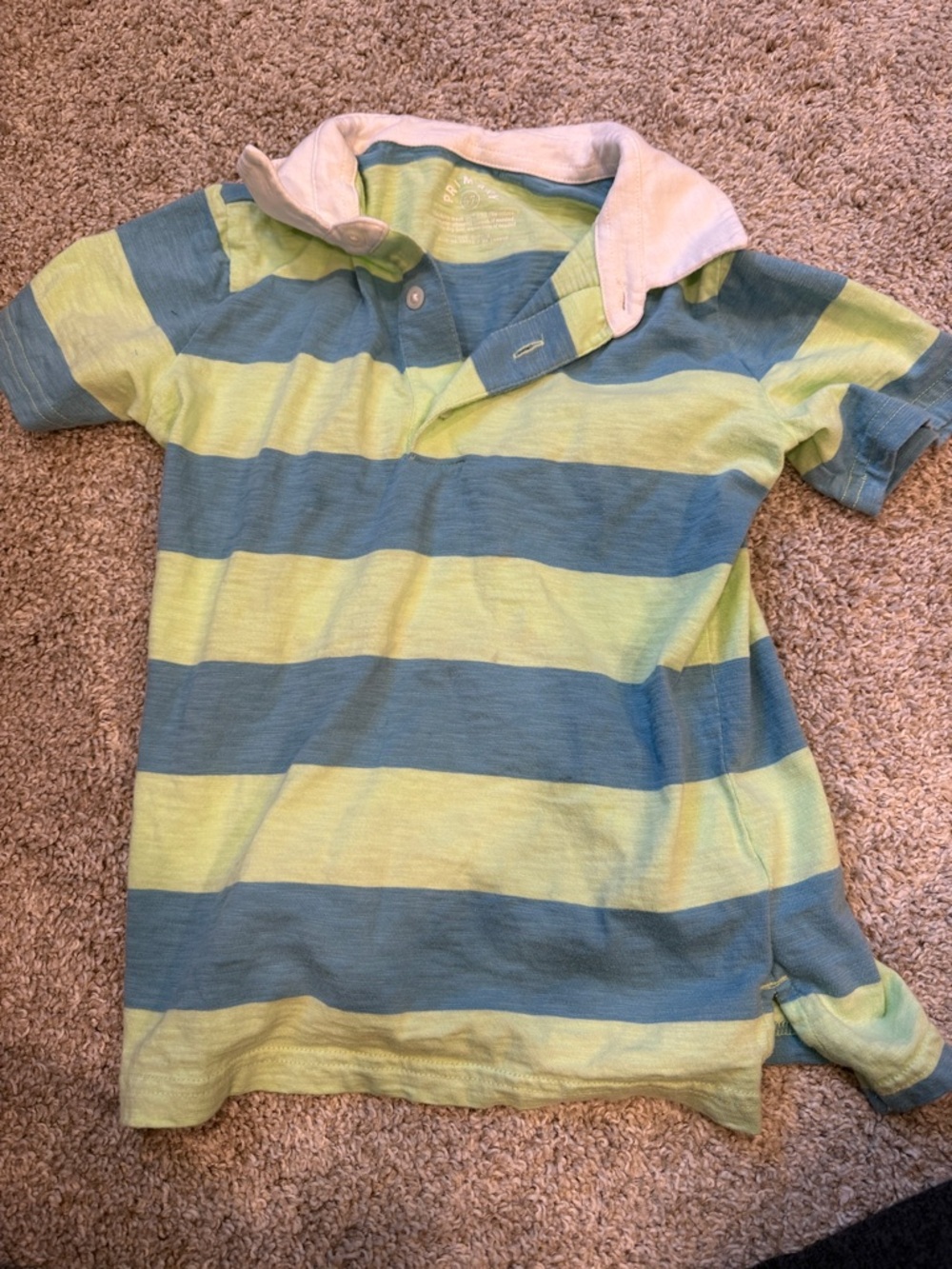 Primary Boys Short-Sleeve Striped Polo in Blue & Lime Green
